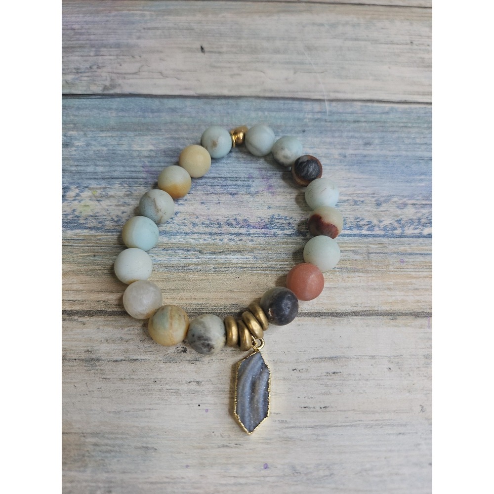 Multi Color Frosted Matte Amazonite Elastic Bracelet